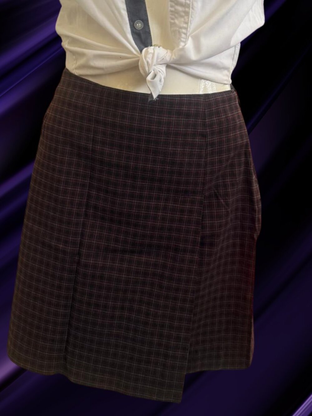 GAP Plaid Mini Skirt Size 8 Preloved Dark Checkered Preppy A-Line Skirt